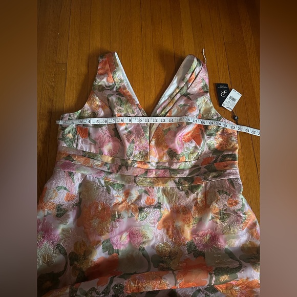 Adrianna Papell Jacquard Floral Print V Neck Sleeveless A Line Dress, 20W, NWT - Picture 4 of 11
